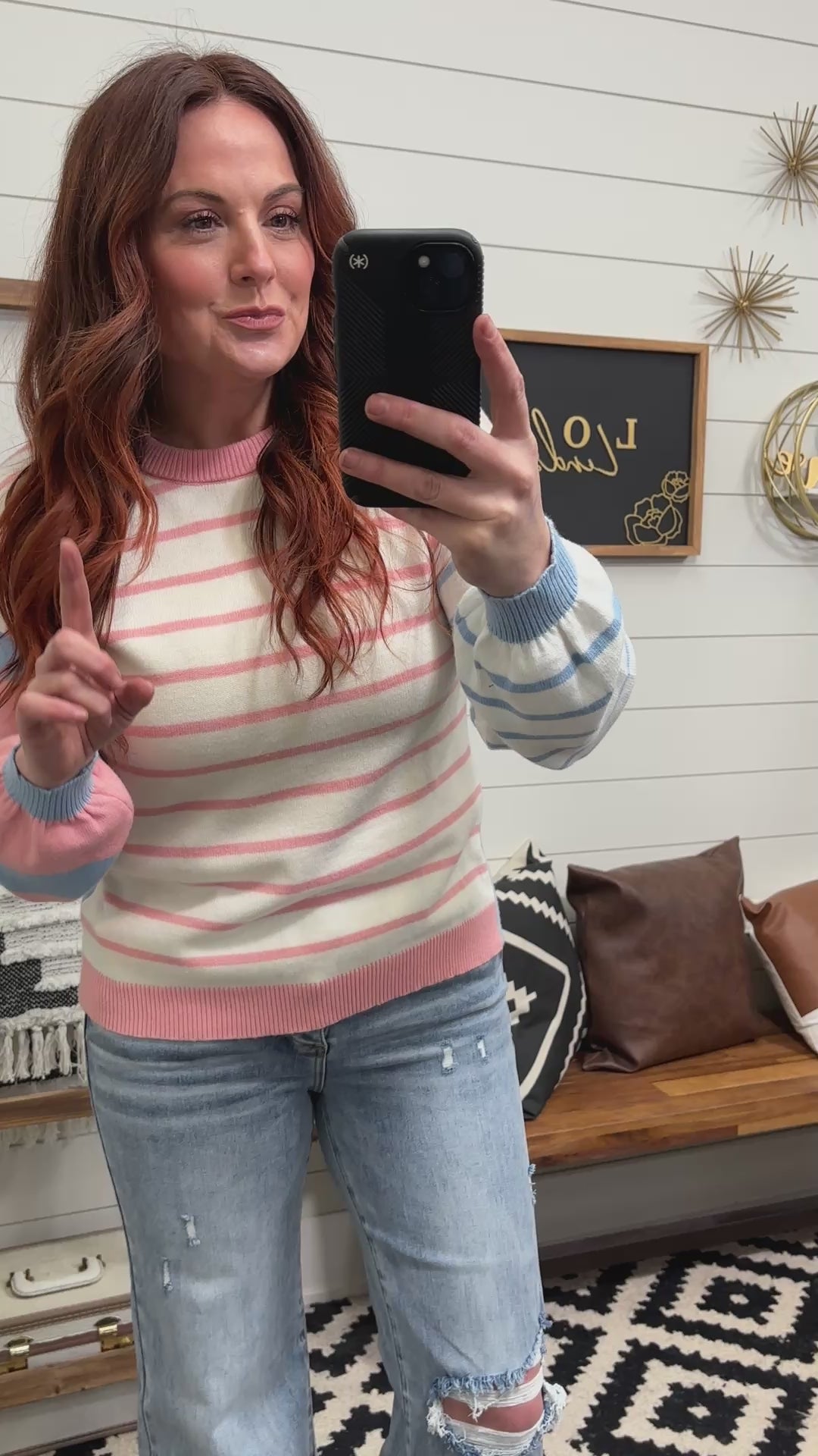 Contrast Stripe Drop Shoulder Sweater