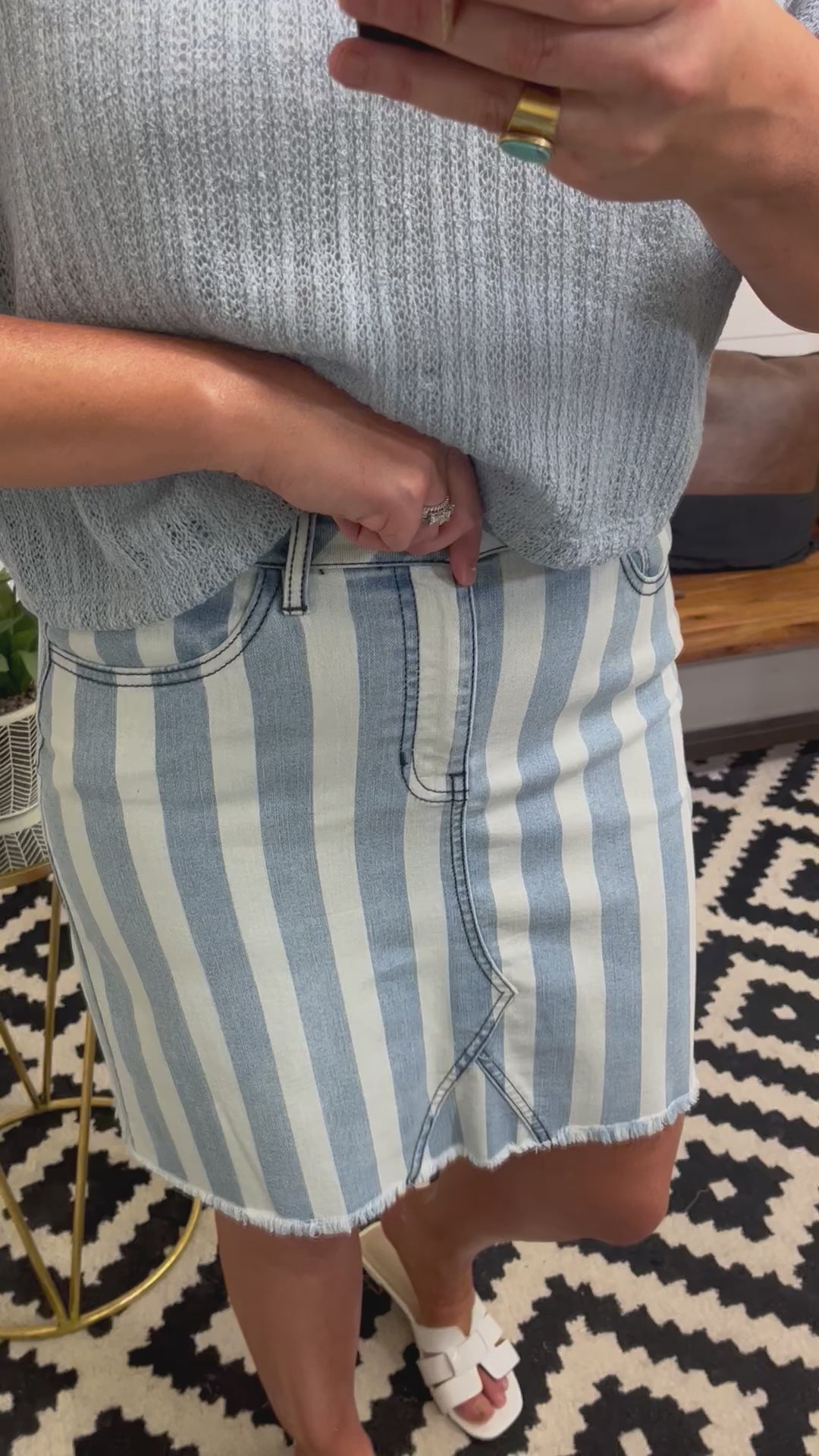 Striped Denim Skirt