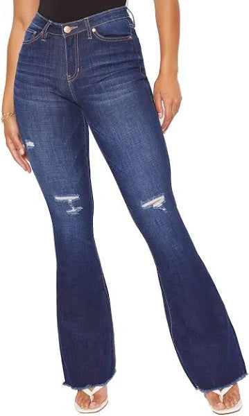 YMI High Rise Flare Frayed Hem Jean