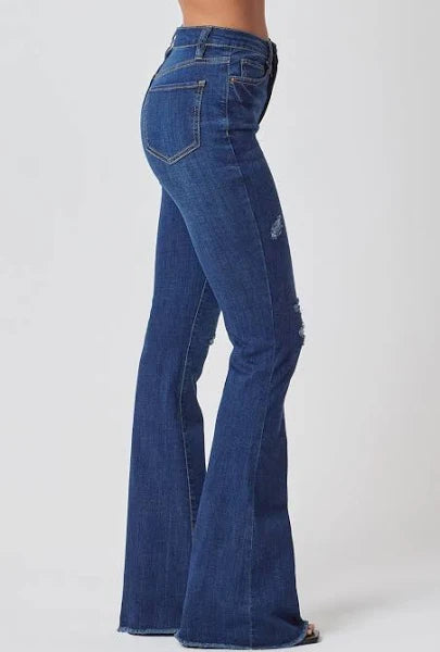 YMI High Rise Flare Frayed Hem Jean
