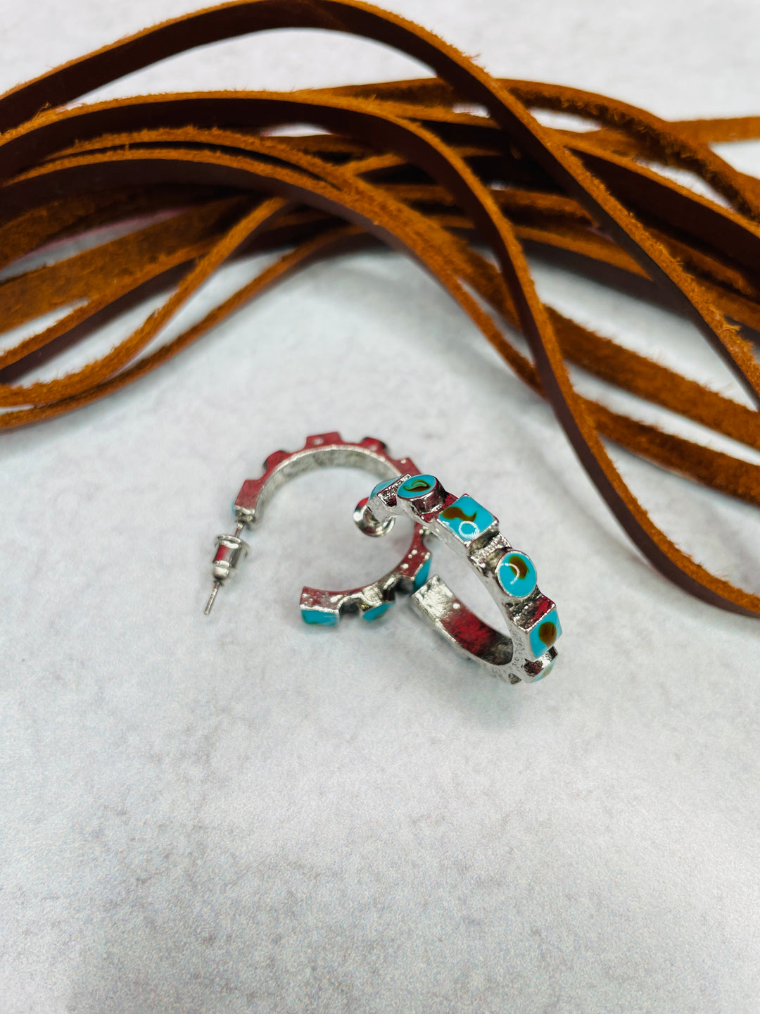 Turquoise Stone Hoops