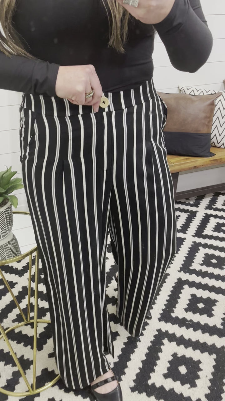 Wide Leg Pinstripe Pant