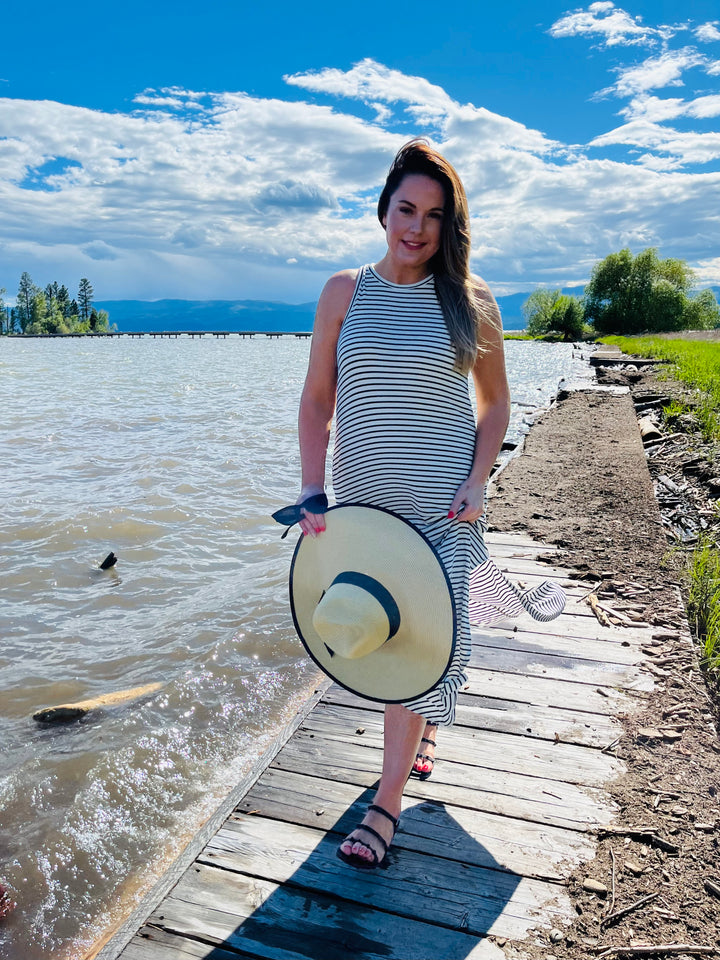Sun Goddess Wide Ribbon Trimmed Hat