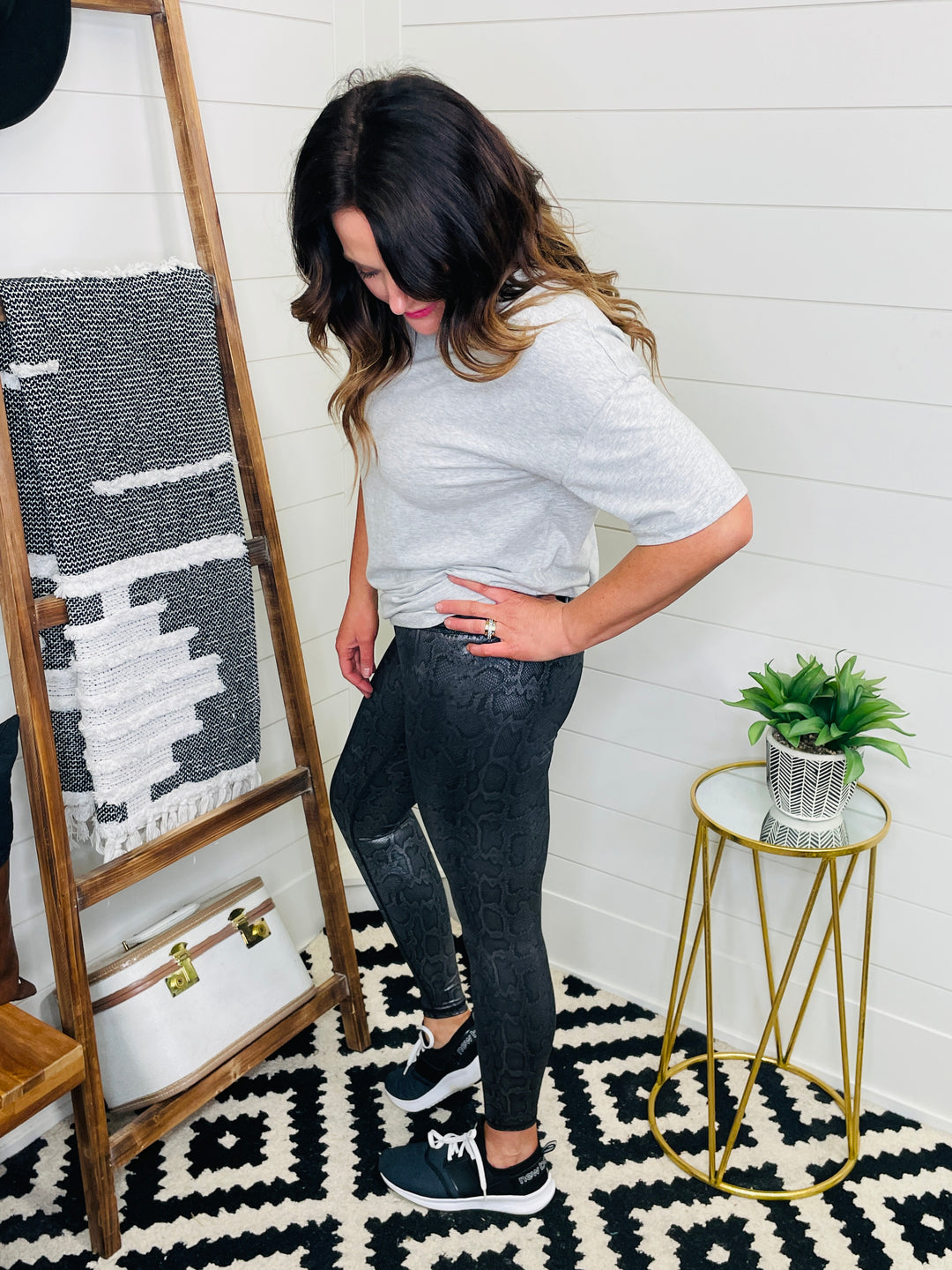 Snake Print Metallic Activewear Leggings