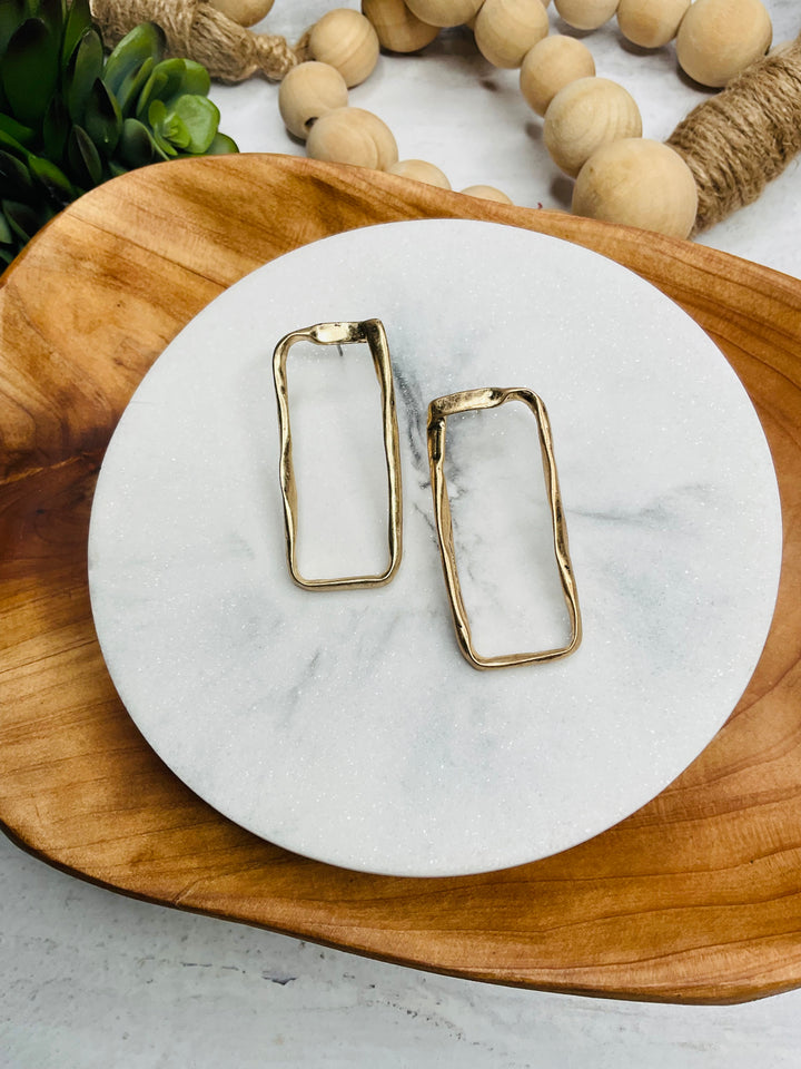 Hammered Rectangle Earrings