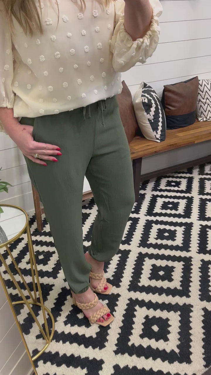 Olive Dressy Jogger Pant