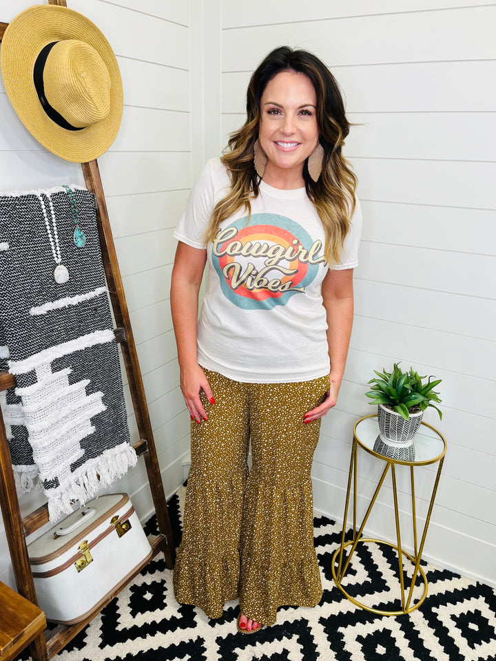 Wide Leg Floral Ruffle Pant: 3 Colors