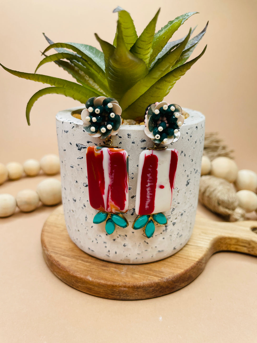 Crown Jewel Acrylic and Stone Earrings