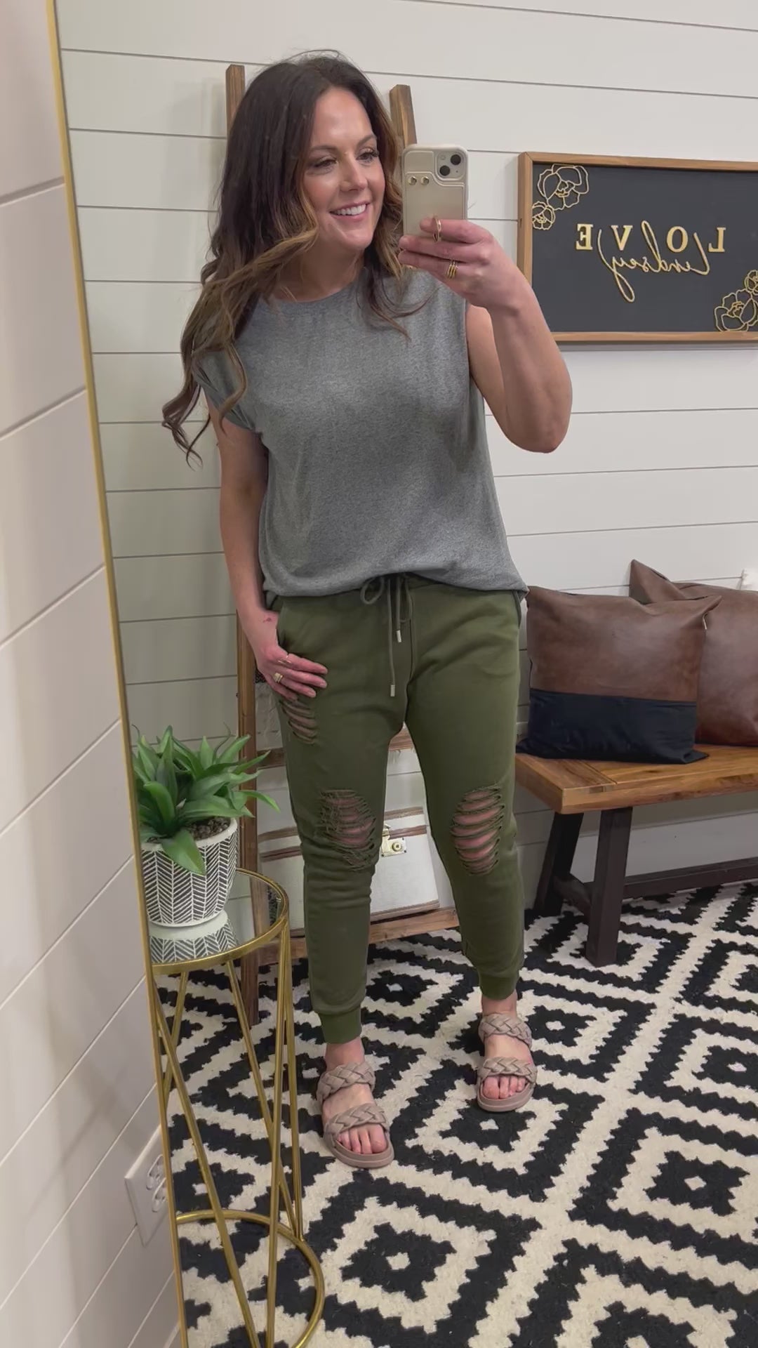 Olive Distressed Joggers