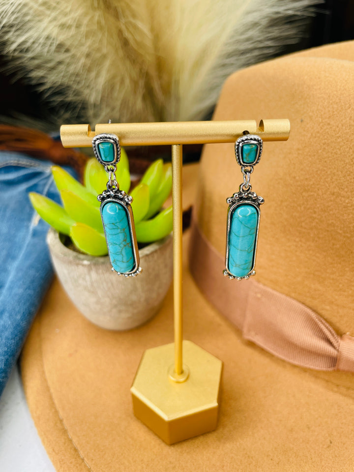Turquoise Oblong Drop Earrings