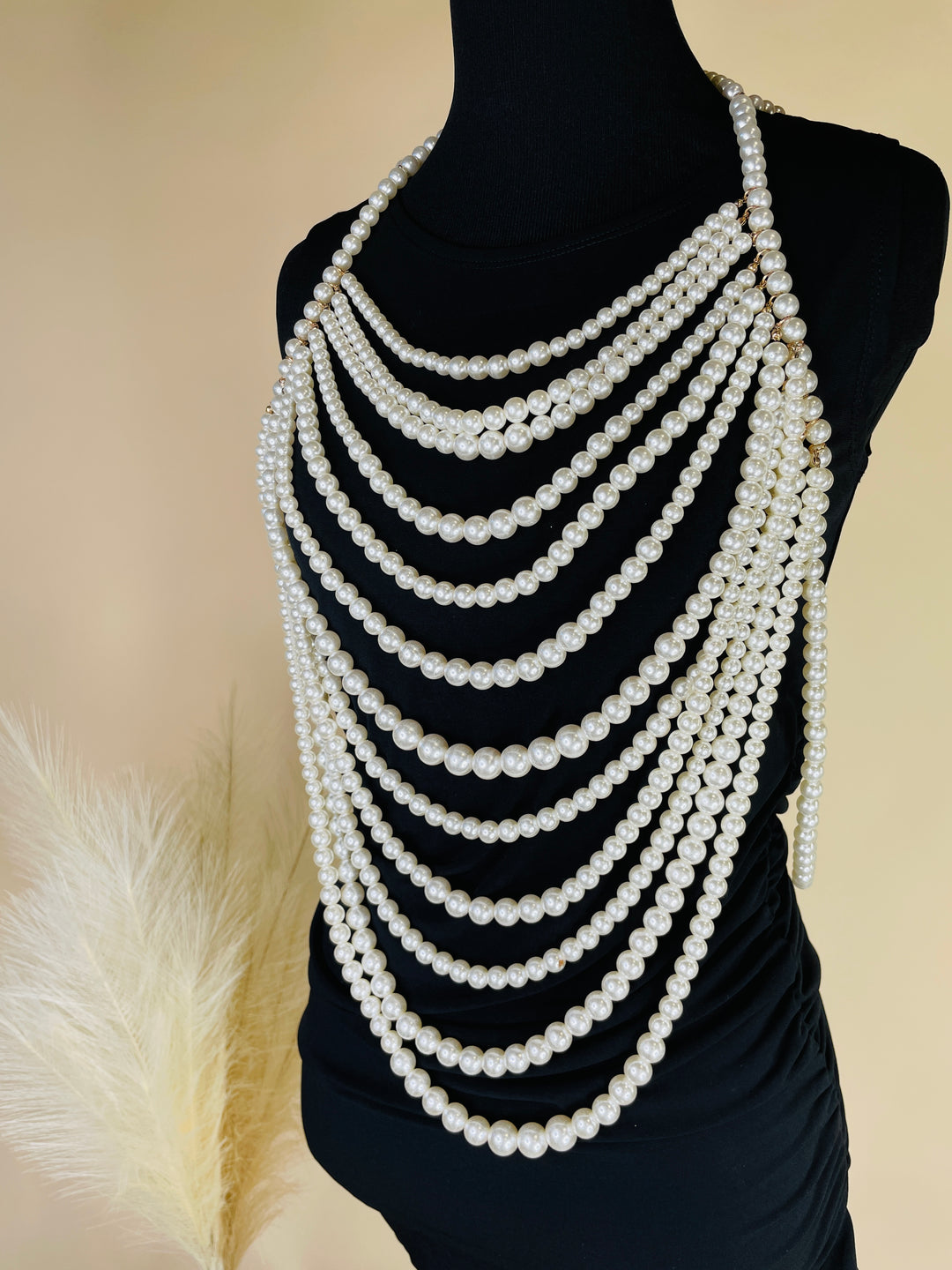 Make A Statement Pearl Body Chain Necklace : 2 Colors
