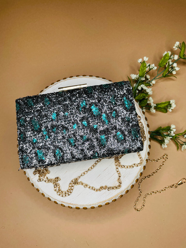 Leopard Sequin Clutch : 3 Colors