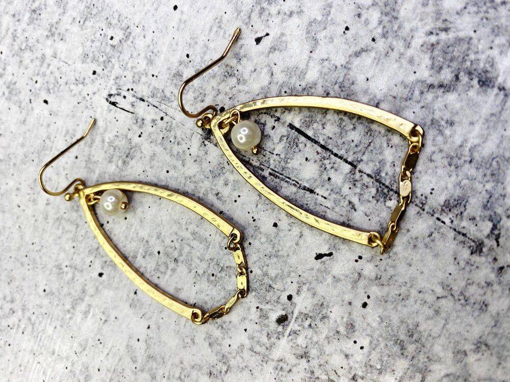 Teardrop Earrings: Pearl and Gold