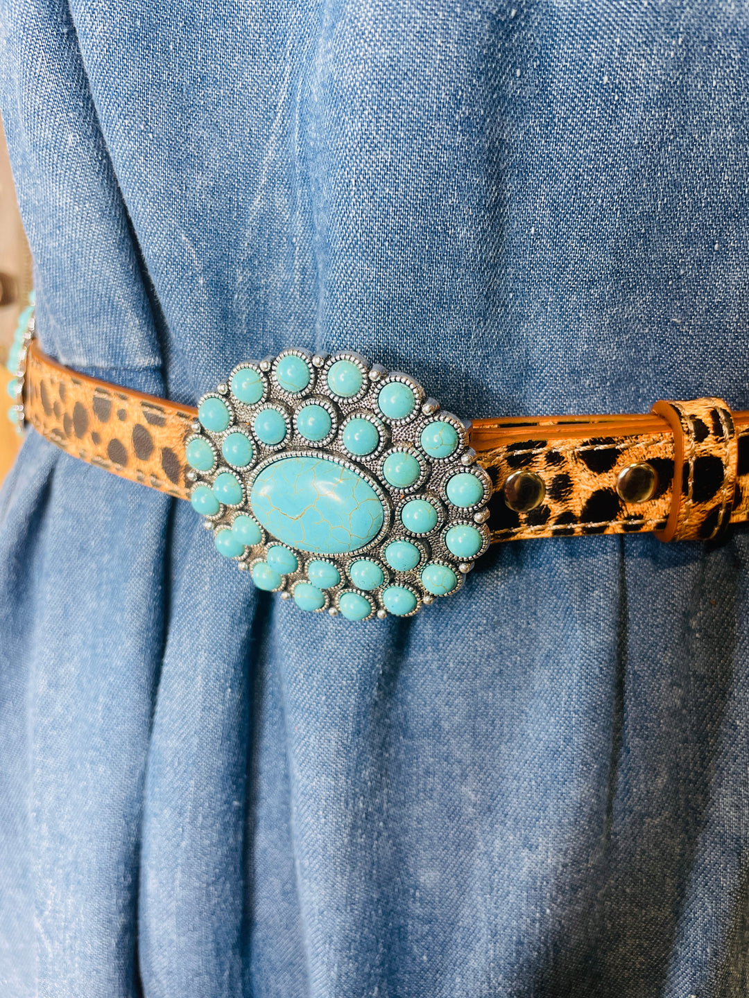 Leopard Turquoise Concho Belt