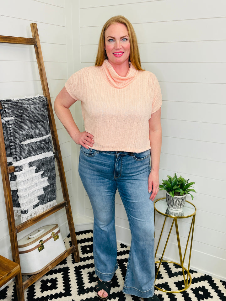 Cowl Neck Cropped Knit Top
