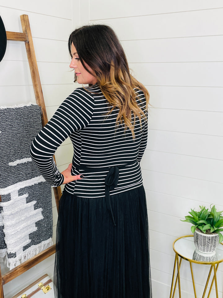 Stripe V Neck Wrap Top