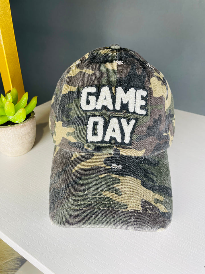Game Day Patch Adjustable Back Hat : 2 Colors
