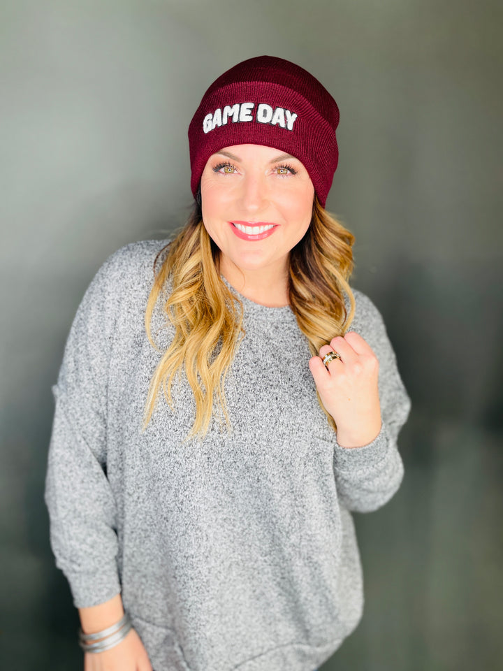 Sherpa Patch Game Day Beanie : 2 Colors
