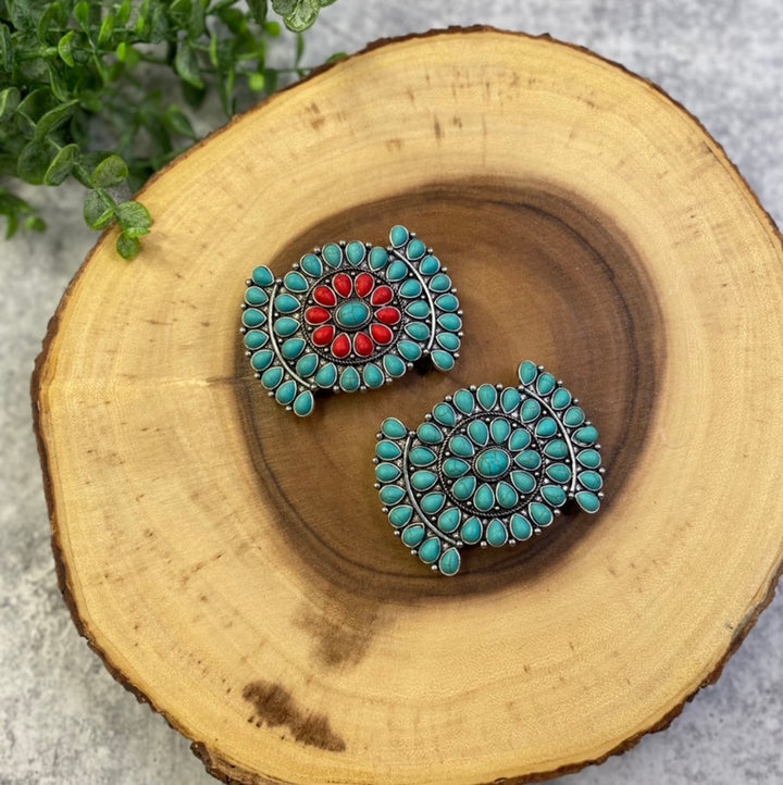 Turquoise and Red Barrette