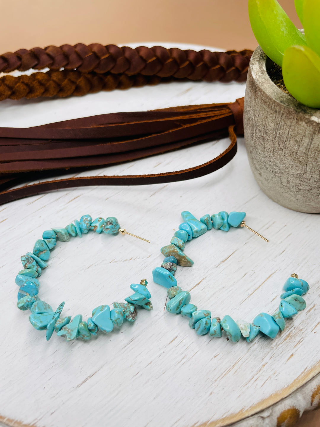 Rough Stone Hoop Earrings