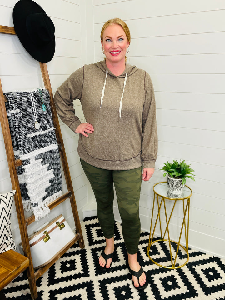 Camo Faux Leather Side Stripe Activewear Leggings