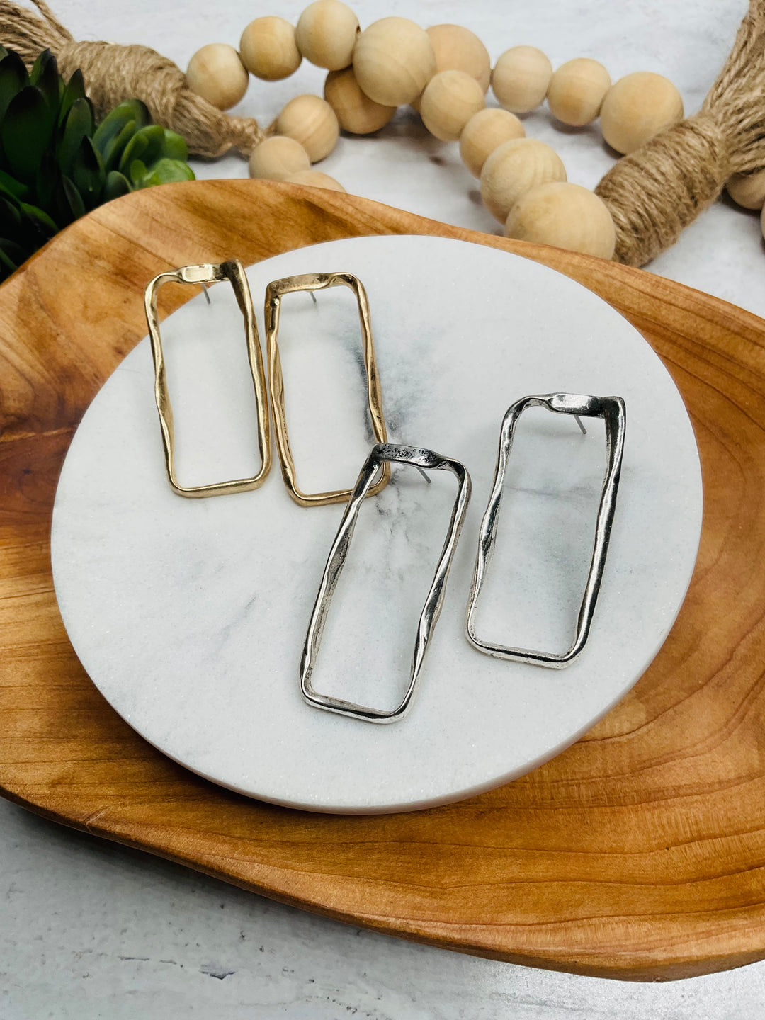 Hammered Rectangle Earrings