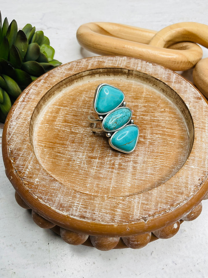 Turquoise Tri Stone Ring