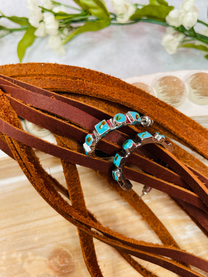 Turquoise Stone Hoops