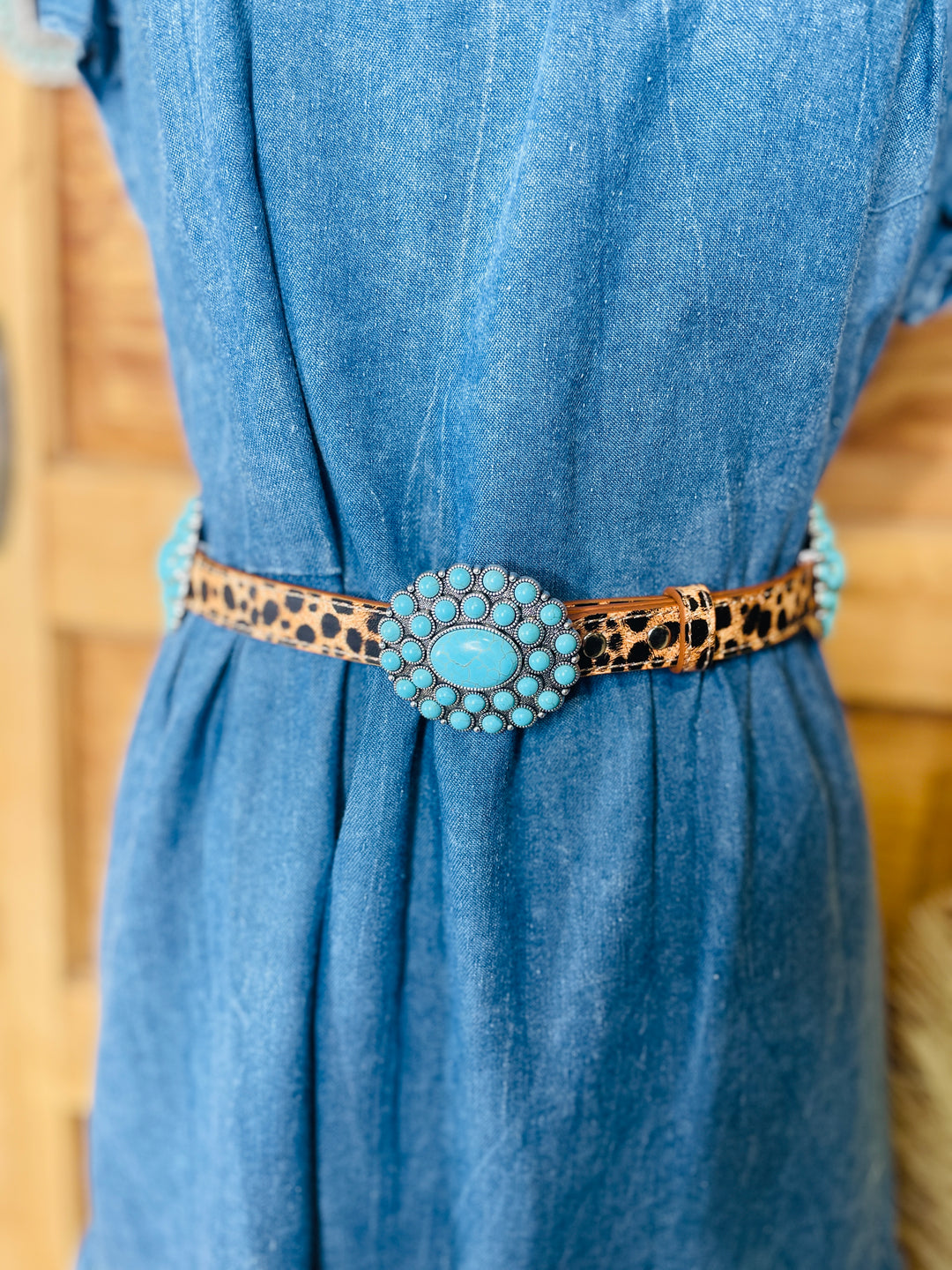 Leopard Turquoise Concho Belt