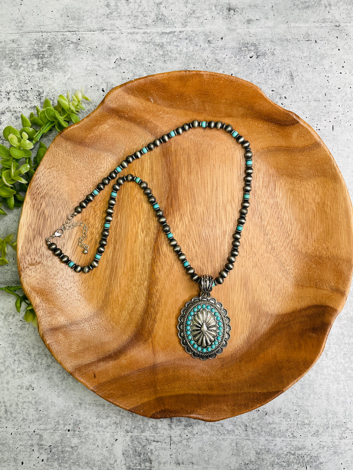 Turquoise Concho Navajo Pearl Necklace