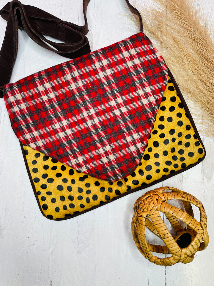 Plaid & Cheetah Cowhide Cross Body : 2 Colors