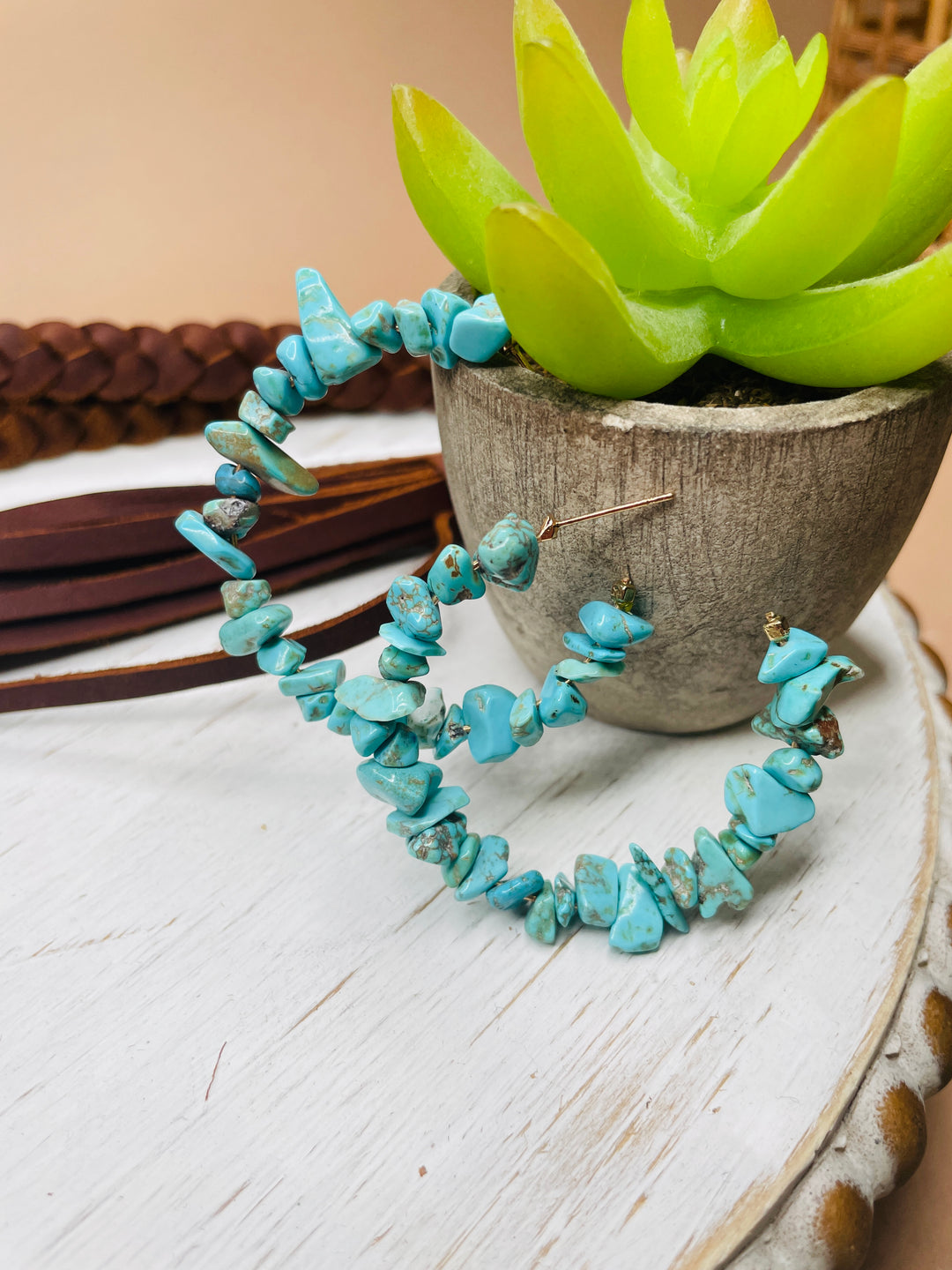 Rough Stone Hoop Earrings