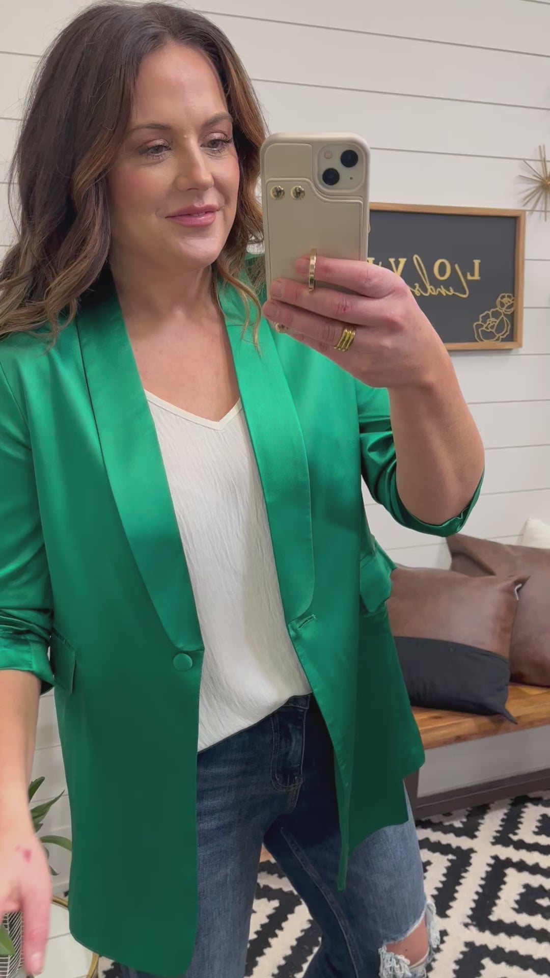 Emerald City Satin Blazer