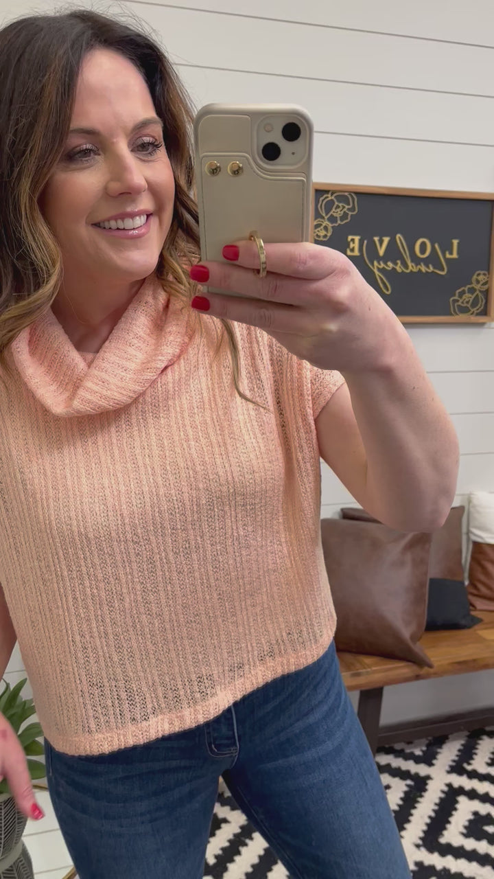 Cowl Neck Cropped Knit Top