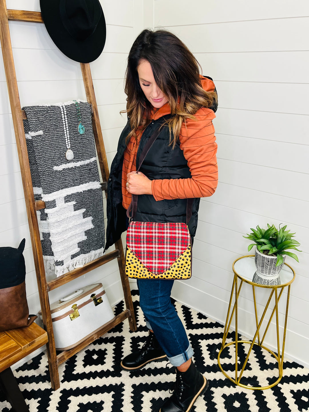 Plaid & Cheetah Cowhide Cross Body