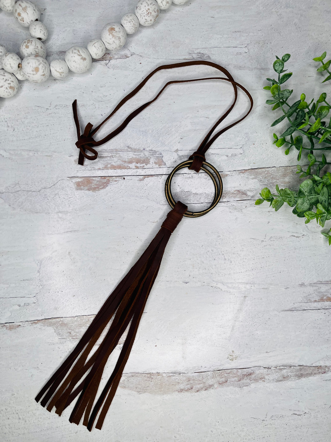 Love Lindsey Leather: Long Tassel Ring Necklace