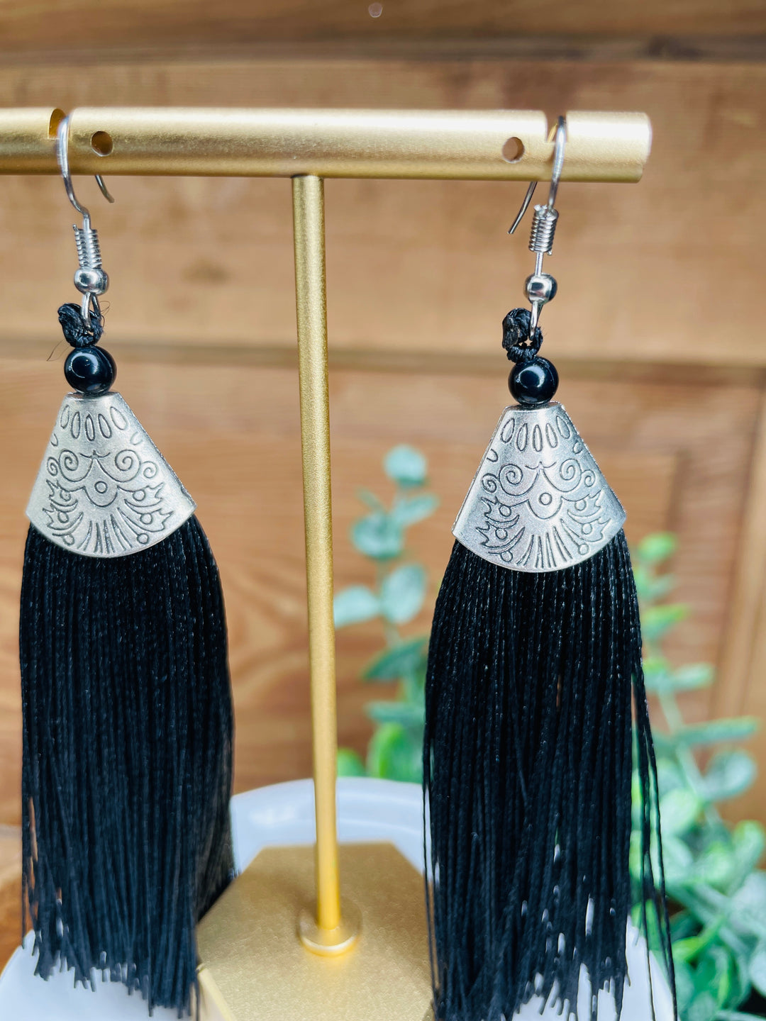 Stamped Silver Fringe Earring