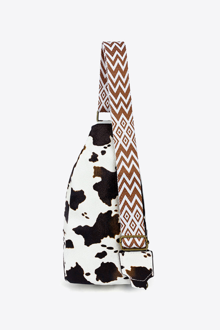 Cow Print Adjustable Strap Sling Bag