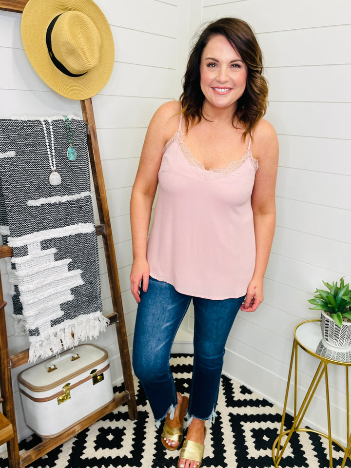 Lace Trim Lined Cami : 2 Colors