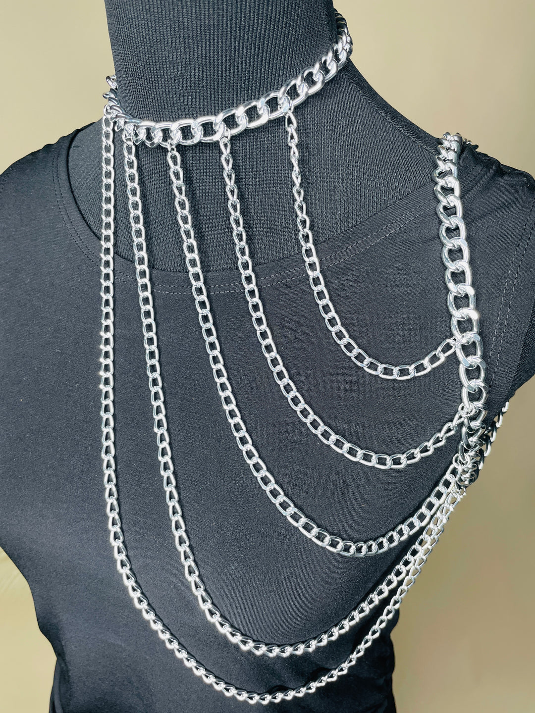 Warrior One Shoulder Body Chain Necklace : Gold and Silver