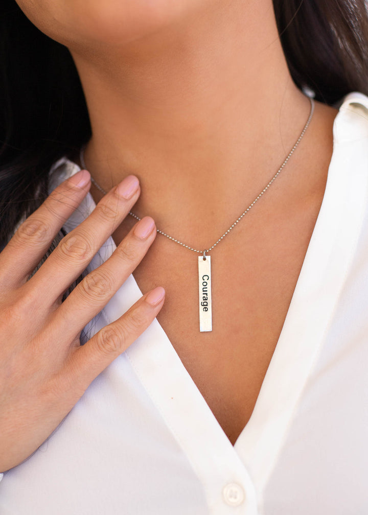 Courage Silver Tag Necklace