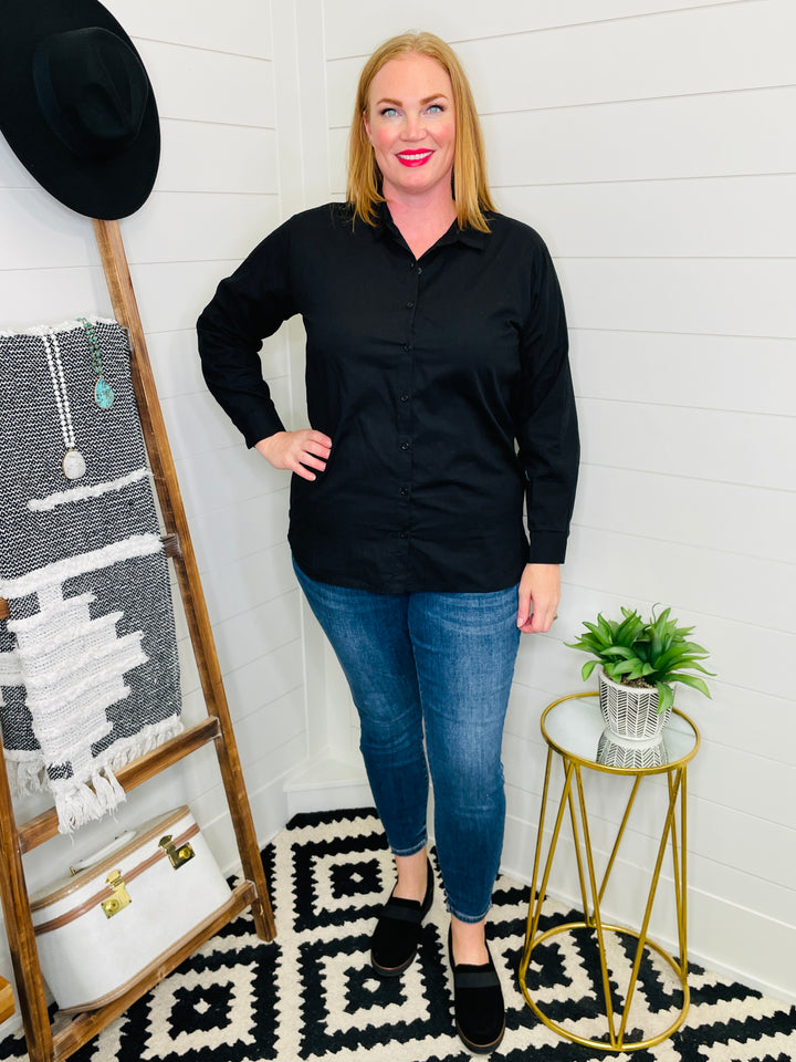 Essential Black Button Up Tunic