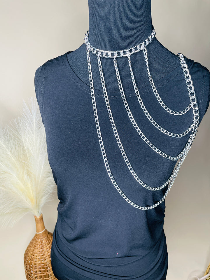 Warrior One Shoulder Body Chain Necklace : Gold and Silver