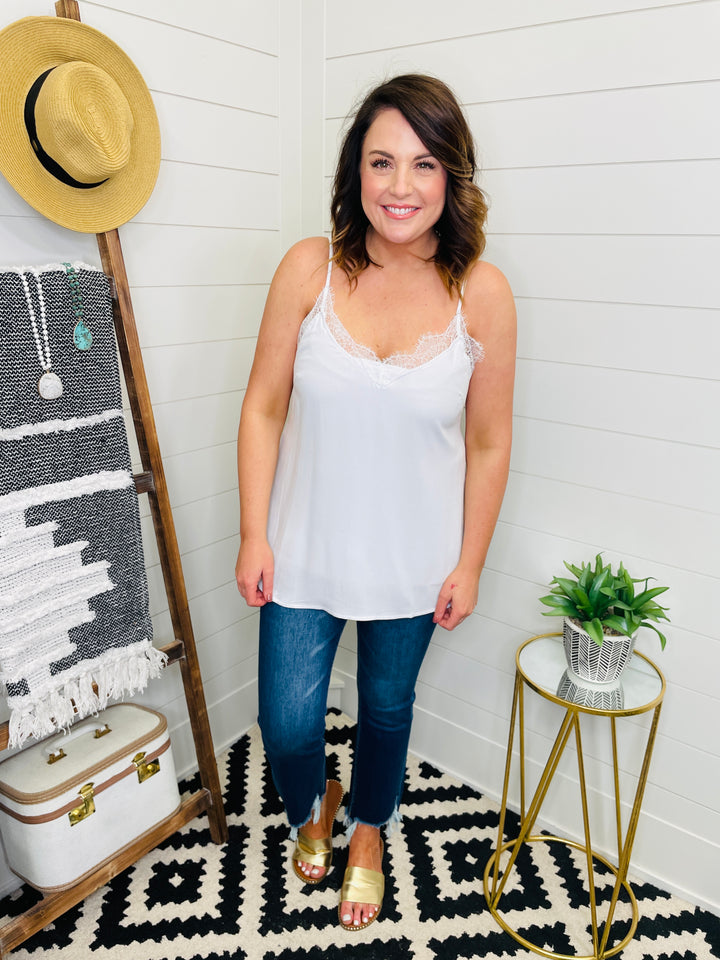 Lace Trim Lined Cami : 2 Colors