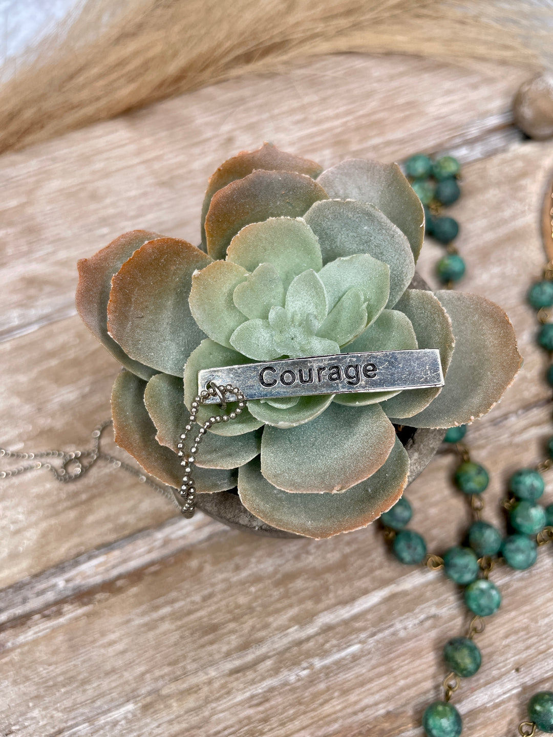 Courage Silver Tag Necklace