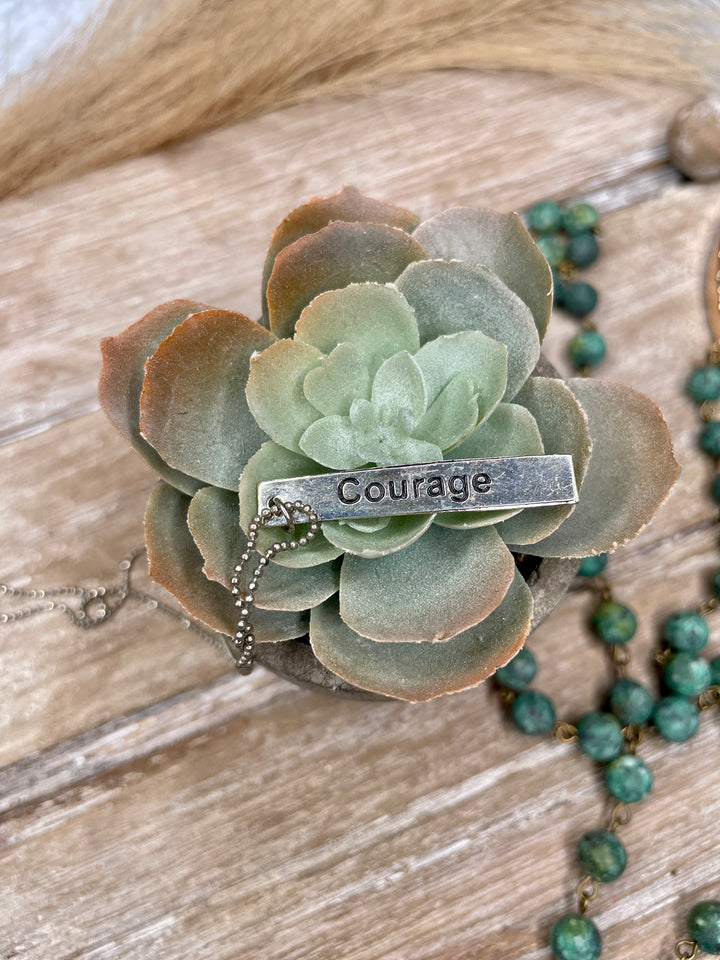 Courage Silver Tag Necklace