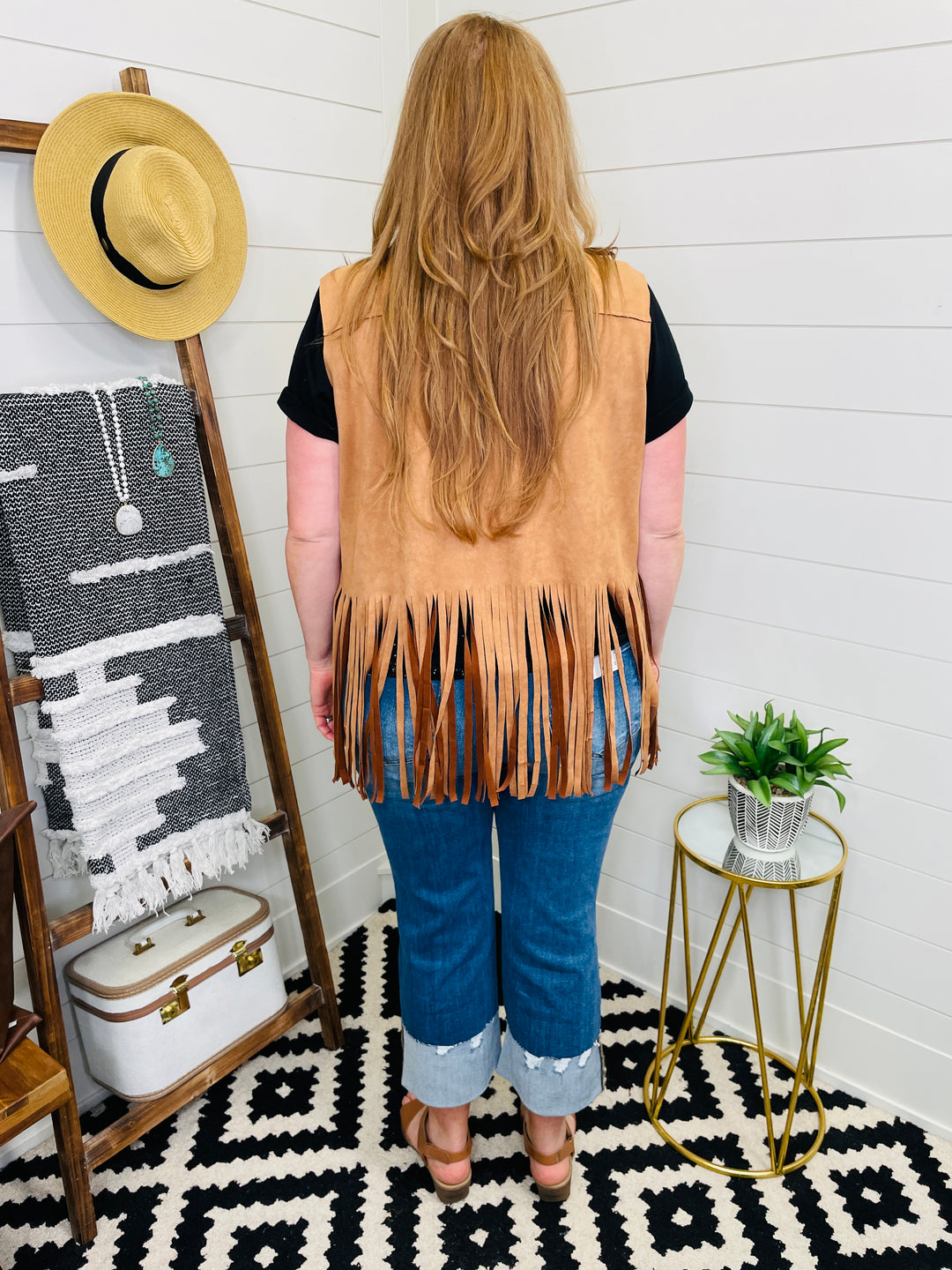 Faux Suede Fringe Vest : 2 Colors