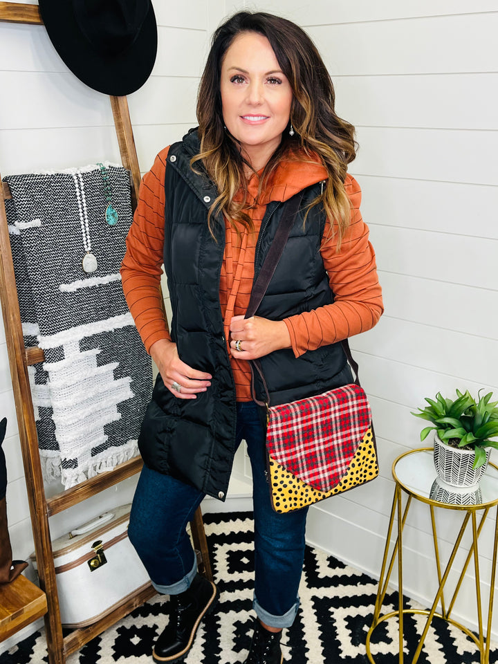 Plaid & Cheetah Cowhide Cross Body : 2 Colors