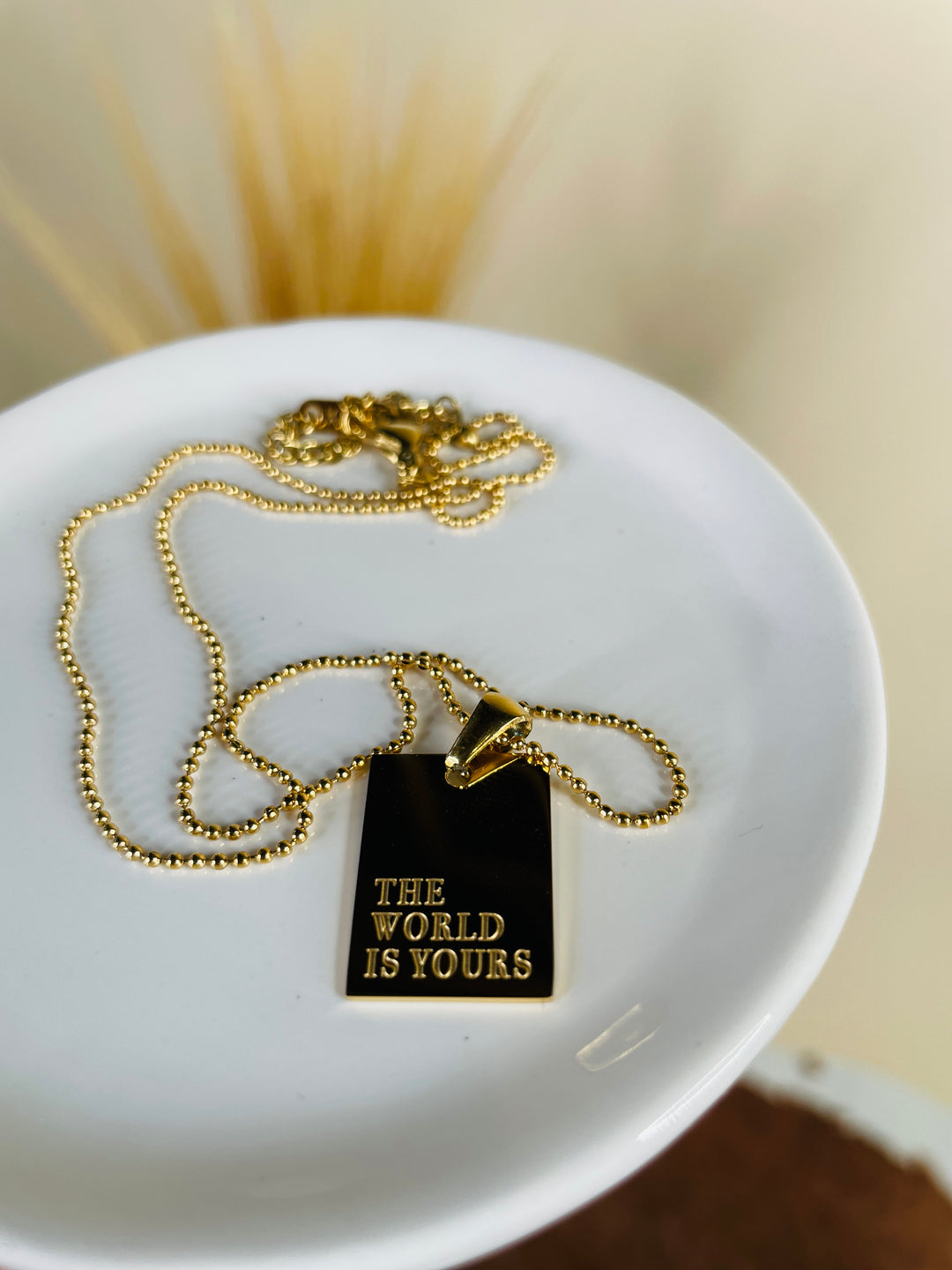 The World Is Yours Tag Necklace