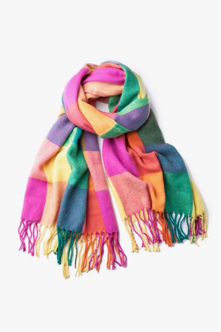 Spring Plaid Fringe Hem Scarf : 2 Colors